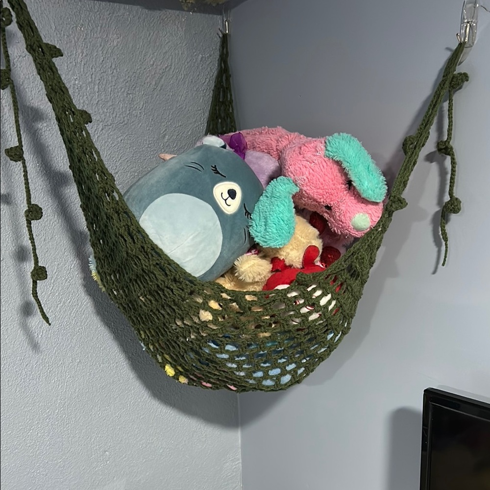 Green Crochet Toy Hammock